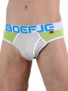Мужские брифы на широкой резинке серо-зеленого цвета Boefje RT47421